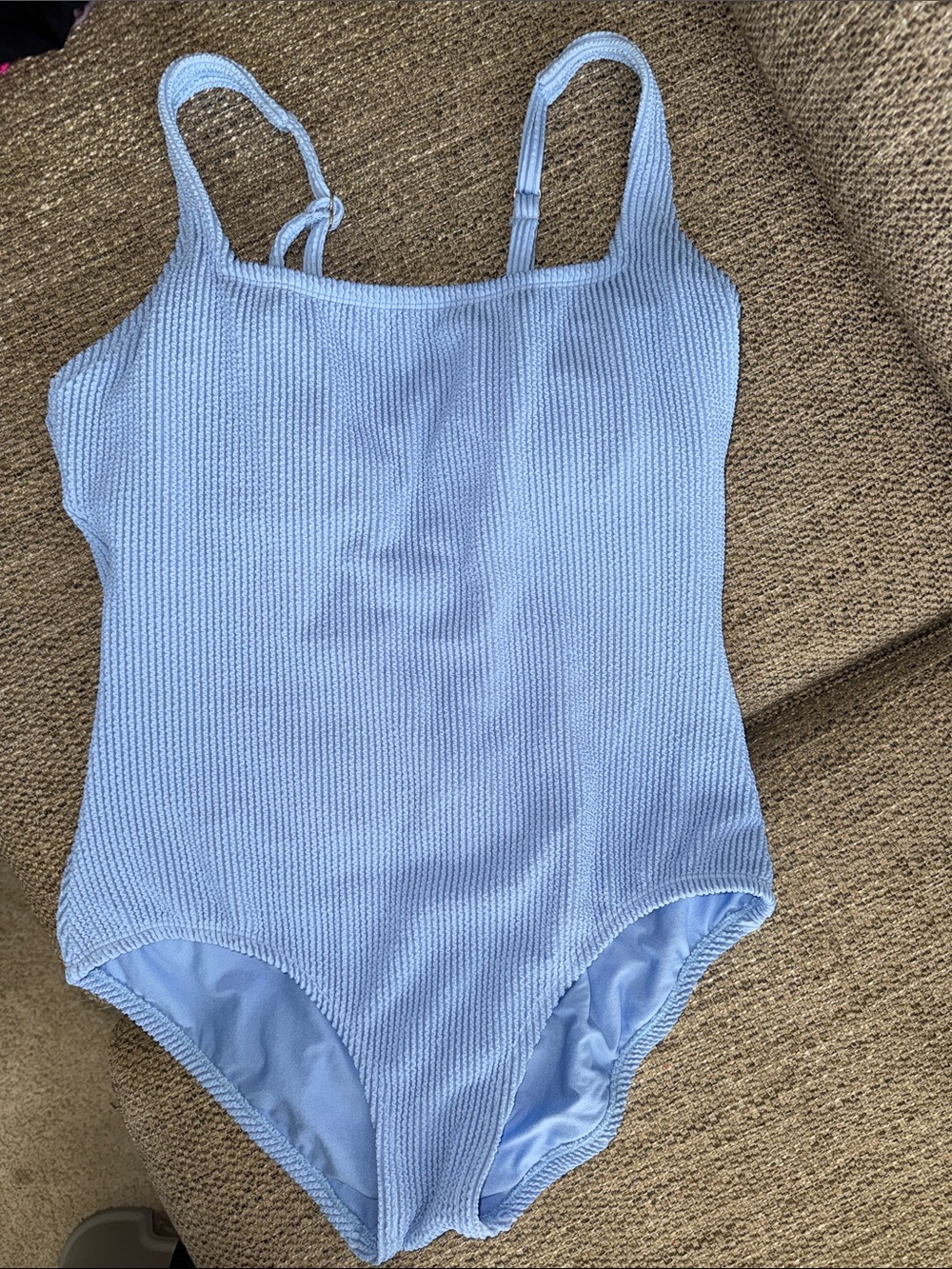 Kona Sol Light Blue Textured One-Piece Swimsuit